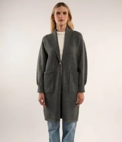 NESS Knee-Length Cardigan -Fashion Clothing Store FW22 Outerwear ness charcoal 2 1