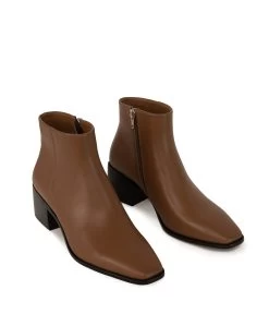 JOO Women's Vegan Heeled Booties -Fashion Clothing Store FW23 Shoes joo pecan 3