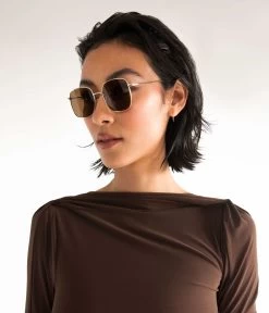 KAYASM Small Square Sunglasses -Fashion Clothing Store FW23 Sunglasses Kayasm Goldyellow 2 2