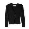 PAULINA Women's Bamboo V-neck Cardigan -Fashion Clothing Store SS23 Loungewear paulina black 1