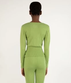 PAULINA Women's Bamboo V-neck Cardigan -Fashion Clothing Store SS23 Loungewear paulina cactus 2 3