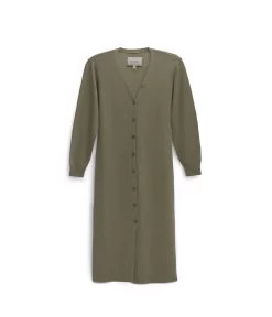 FRANEK Long Sleeve Button Front Longline Cardigan -Fashion Clothing Store SS23 Outerwear franek sage 1