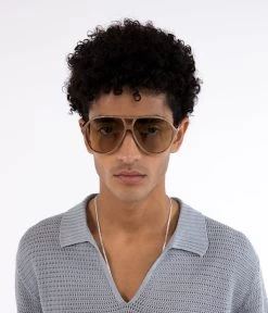 ELLIS-2 Recycled Brown Aviator Sunglasses -Fashion Clothing Store SS24 Sunglasses Ellis2 black 2 3